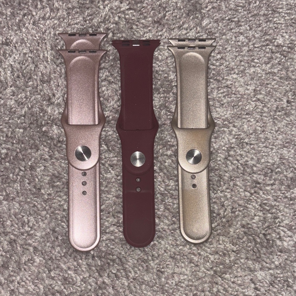 Set of Three Smartwatch Bands in Rose Gold, Burgundy, and Gold